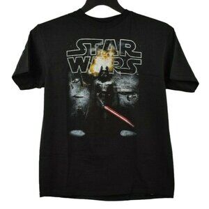 Mad Engine Boys 16 to 18 Black Star Wars Darth Vader Lightsaber Graphic T Shirt